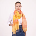 Caspia Stripe Silk Cotton Handloom Scarf Pink