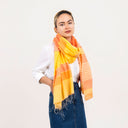 Caspia Stripe Silk Cotton Handloom Scarf Pink
