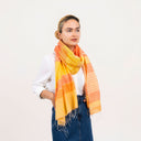 Caspia Stripe Silk Cotton Handloom Scarf Pink
