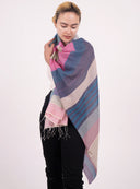 Caspia Stripe Silk Cotton Handloom Scarf Pink