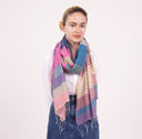 Caspia Stripe Silk Cotton Handloom Scarf Pink