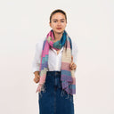 Caspia Stripe Silk Cotton Handloom Scarf Pink