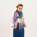 Caspia Stripe Silk Cotton Handloom Scarf Pink