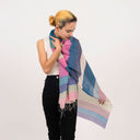 Caspia Stripe Silk Cotton Handloom Scarf Pink