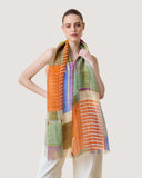 Studio Colour Blocked/Stripes Print Linen Silk Scarf