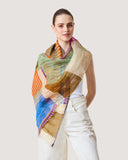 Studio Colour Blocked/Stripes Print Linen Silk Scarf