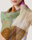 Studio Colour Blocked/Stripes Print Linen Silk Scarf