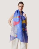 Swan Line Art Print Linen Silk Scarf