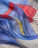 Swan Line Art Print Linen Silk Scarf